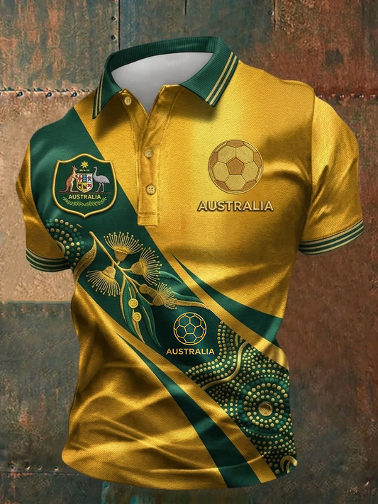 Men's Australian Football Lover Short Sleeve Polo Shirt