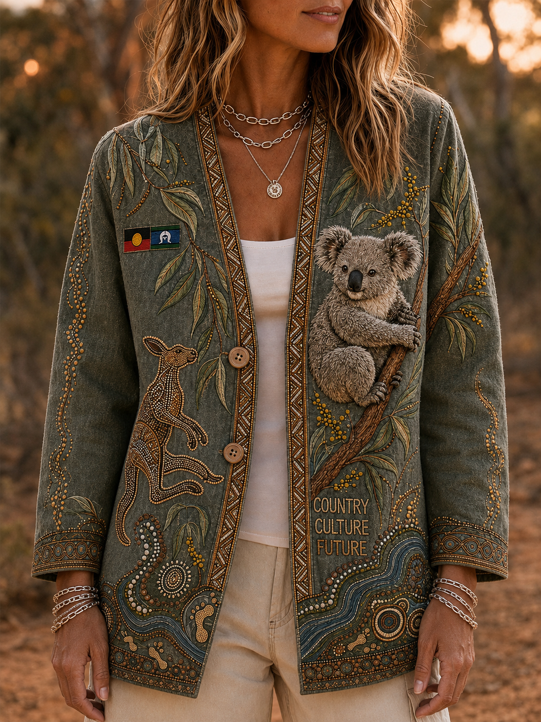 Women's Australian Naidoc Week Denim Casual Cardigan