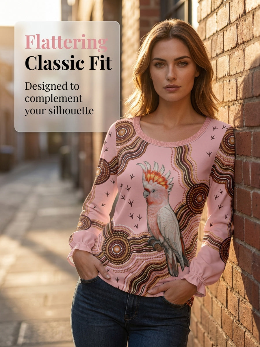 Women's AU Cockatoo Aboriginal Art NAIDOC Week Printed Top