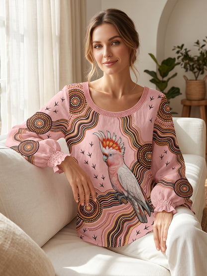 Women's AU Cockatoo Aboriginal Art NAIDOC Week Printed Top