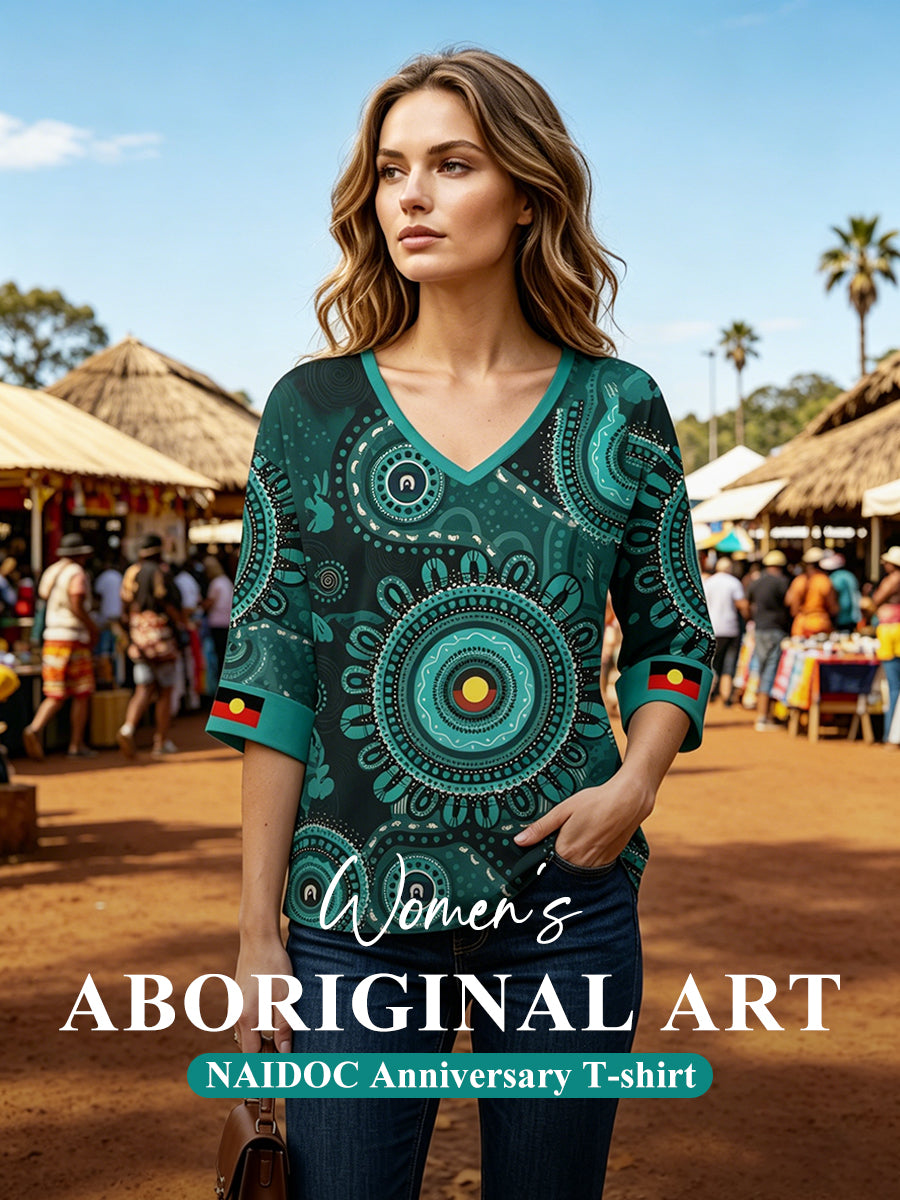 Women's AU Aboriginal Art NAIDOC Week 50 Years of Deadly Printed T-shirt
