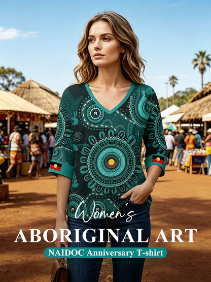 Women's AU Aboriginal Art NAIDOC Week 50 Years of Deadly Printed T-shirt