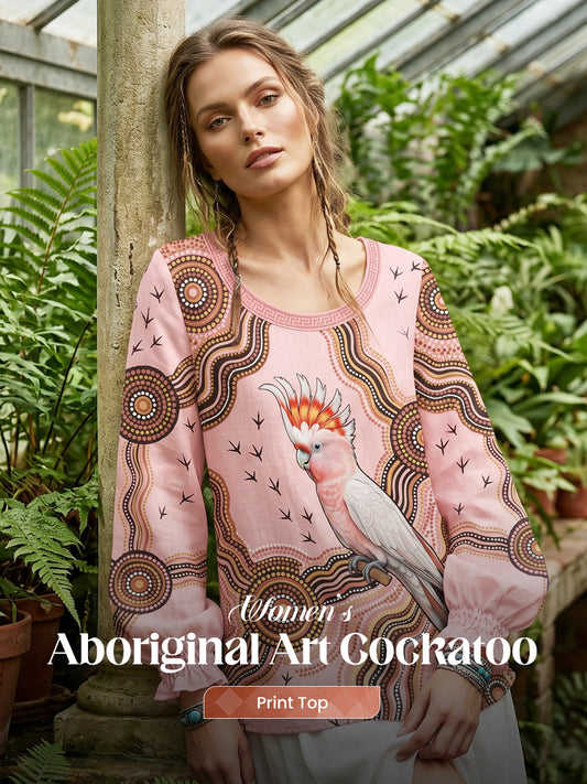 Women's AU Cockatoo Aboriginal Art NAIDOC Week Printed Top
