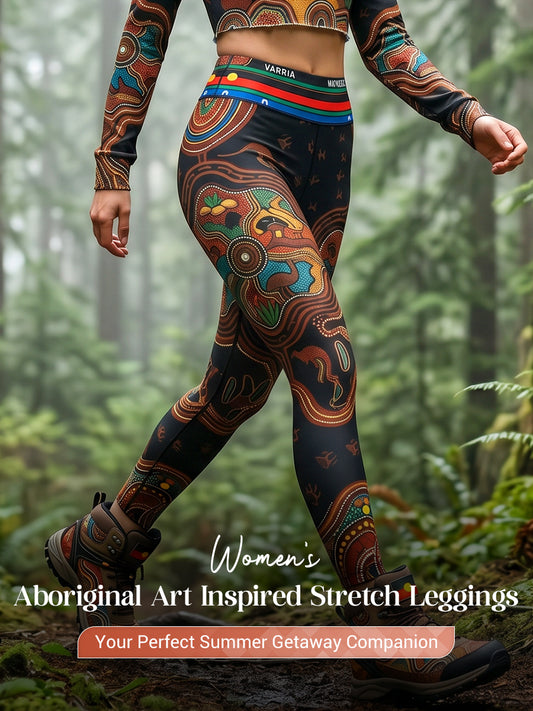 Women's AU Aboriginal Art NAIDOC Week Printed Sports Stretch Leggings