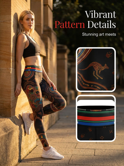 Women's AU Aboriginal Art NAIDOC Week Printed Sports Stretch Leggings