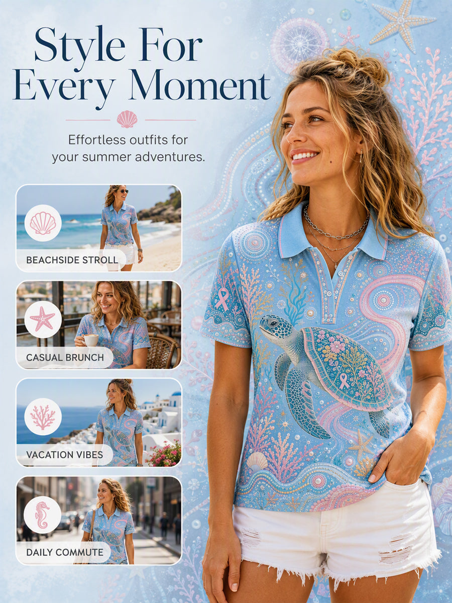 Women's Australia Breast Cancer Awareness Polo T-Shirt