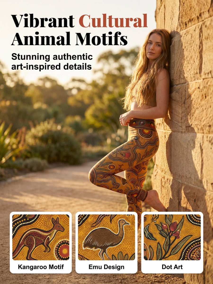 Women's AU Aboriginal Art NAIDOC Week Printed Sports Stretch Leggings