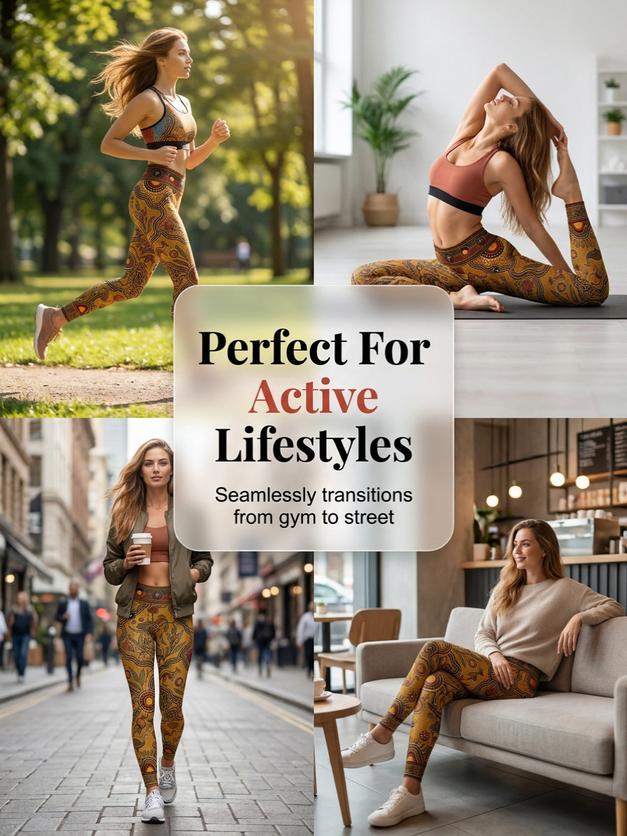 Women's AU Aboriginal Art NAIDOC Week Printed Sports Stretch Leggings