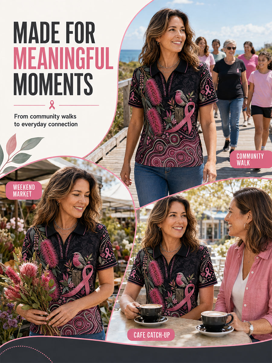 Women's Breast Cancer Awareness Australia Polo T-Shirt
