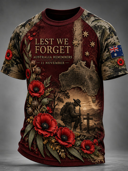 Men's Remembrance Day Australian Veterans Short Sleeves T-Shirt