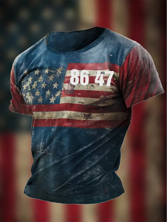 Men’s 8647 Flag Print T-Shirt As picture / S