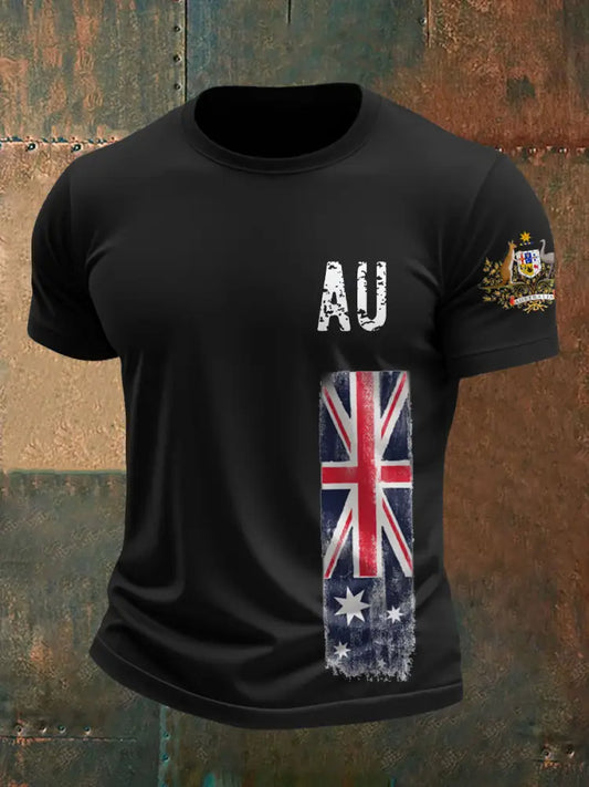 Men’s AU Flag Pride Printed T-shirt Black / S