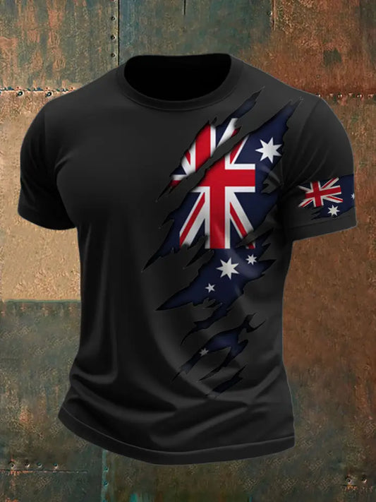 Men’s AU Flag Pride Printed T-shirt Black / S