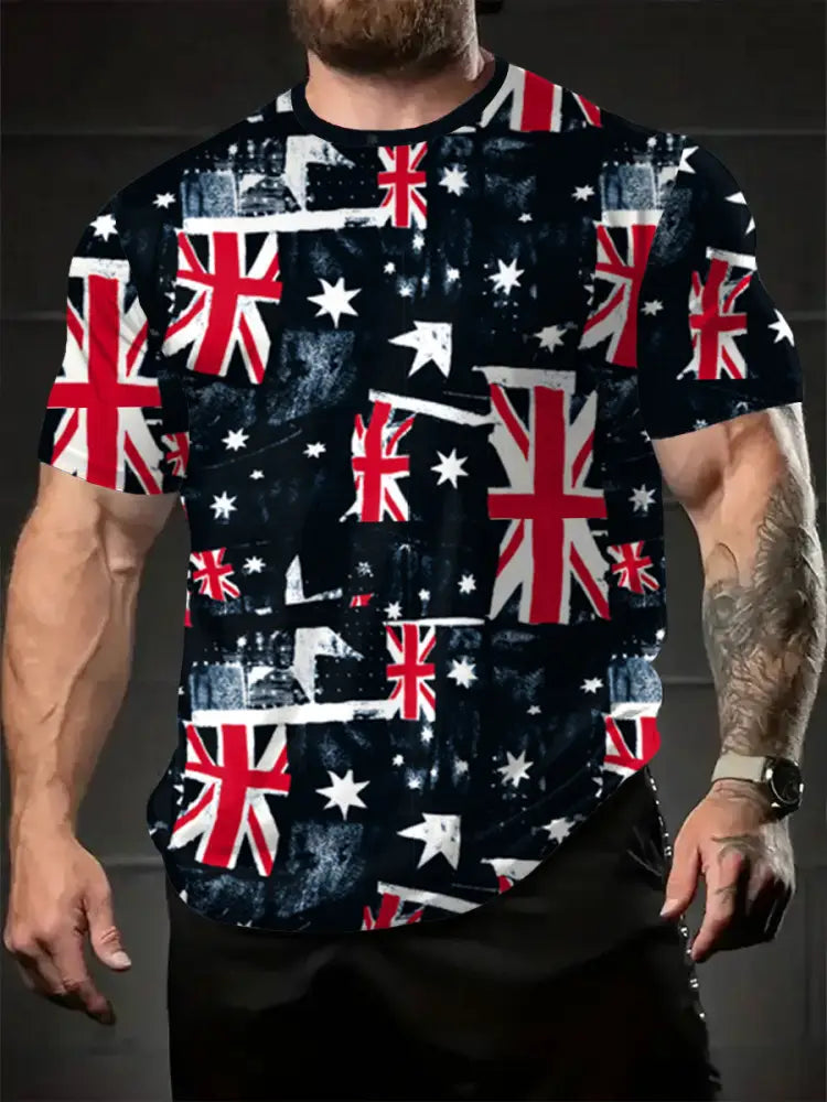 Men’s AU Flag Pride Printed T-shirt Black / S