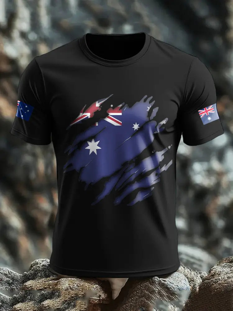 Men’s AU Flag Pride Printed T-shirt Black / S