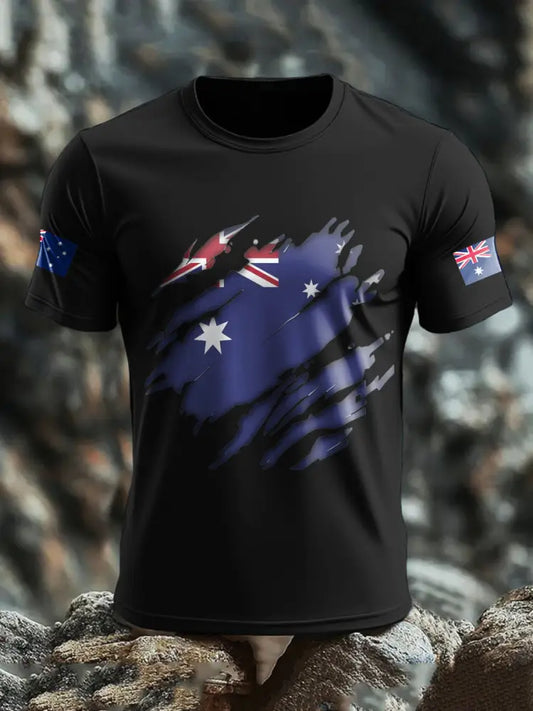 Men’s AU Flag Pride Printed T-shirt Black / S