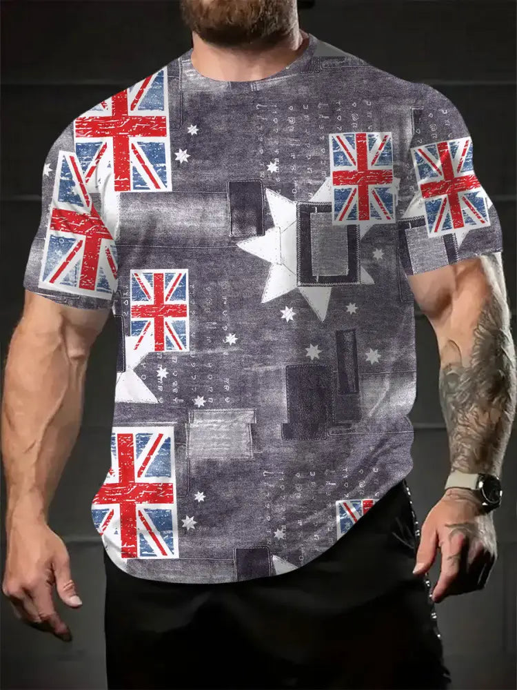 Men’s AU Flag Pride Printed T-shirt Gray / S