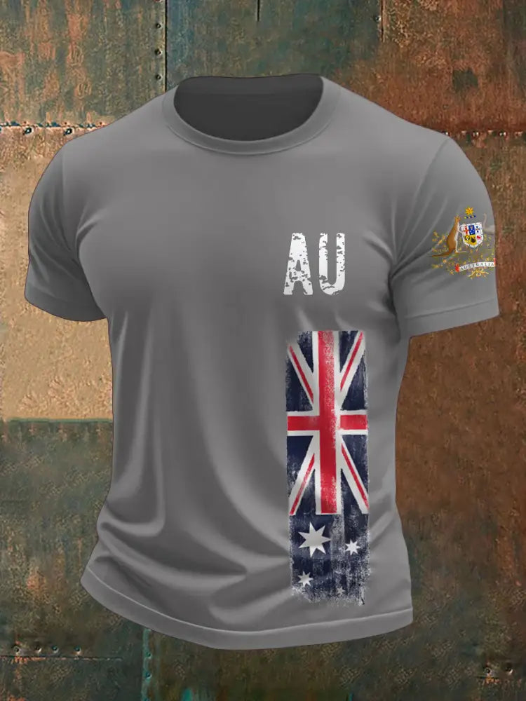Men’s AU Flag Pride Printed T-shirt Light Gray / S