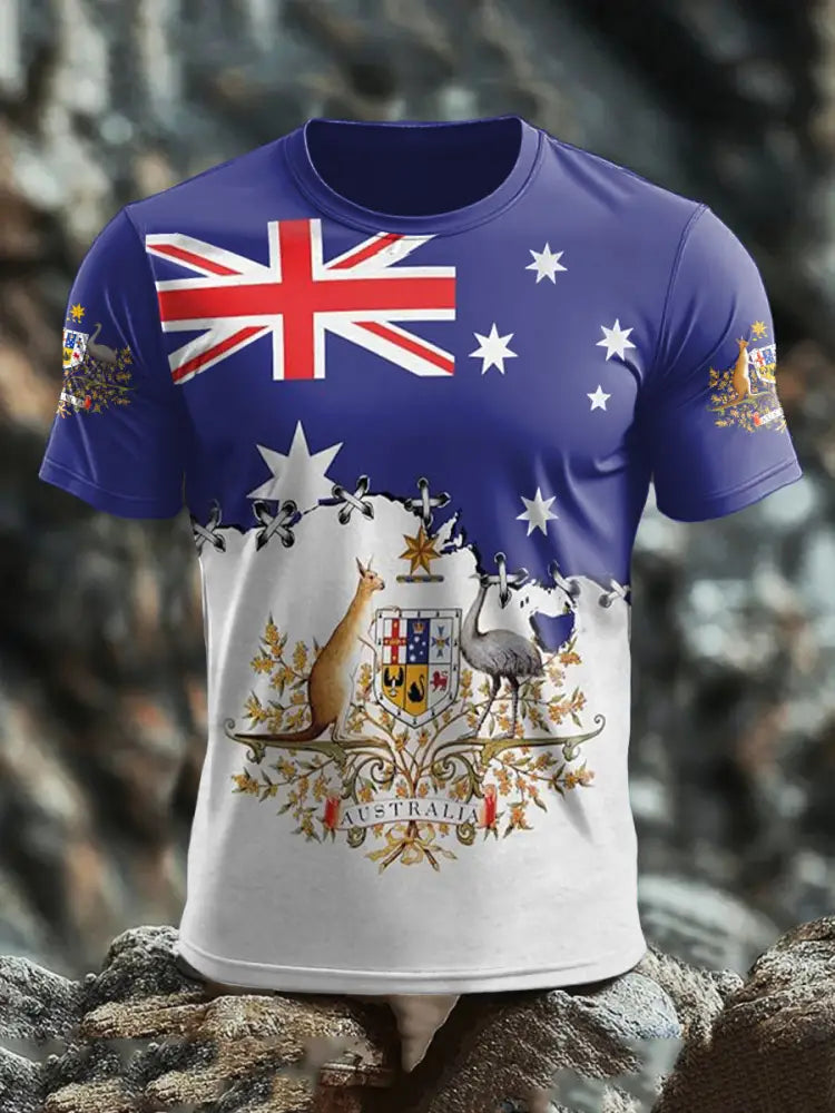 Men’s AU Flag Pride Printed T-shirt Navy Blue / S