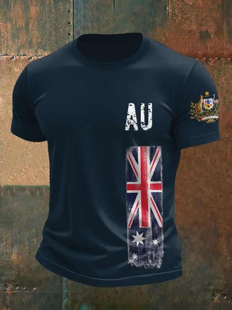 Men’s AU Flag Pride Printed T-shirt Navy Blue / S