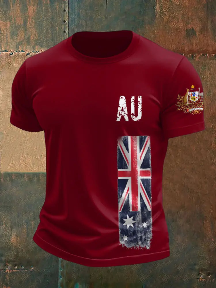 Men’s AU Flag Pride Printed T-shirt Red / S