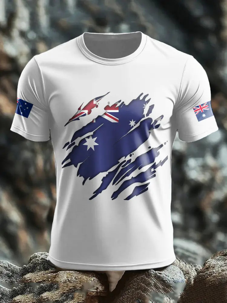 Men’s AU Flag Pride Printed T-shirt White / S