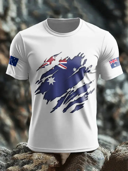 Men’s AU Flag Pride Printed T-shirt White / S