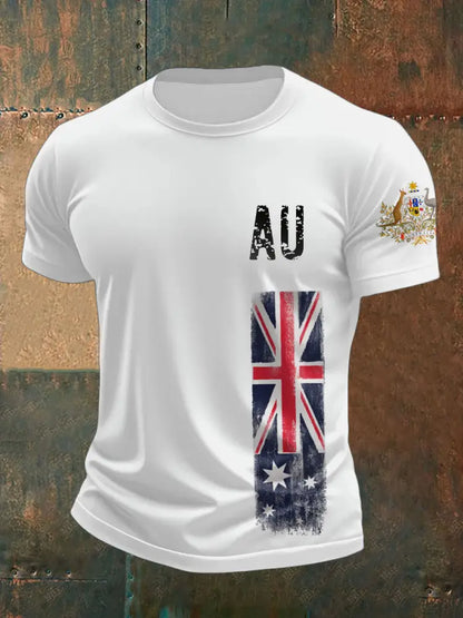 Men’s AU Flag Pride Printed T-shirt White / S