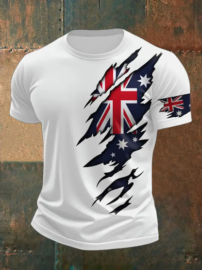 Men’s AU Flag Pride Printed T-shirt White / S
