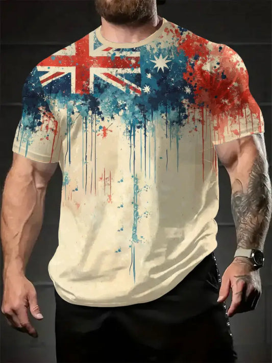 Men’s AU Flag Printed T-shirt Apricot / S