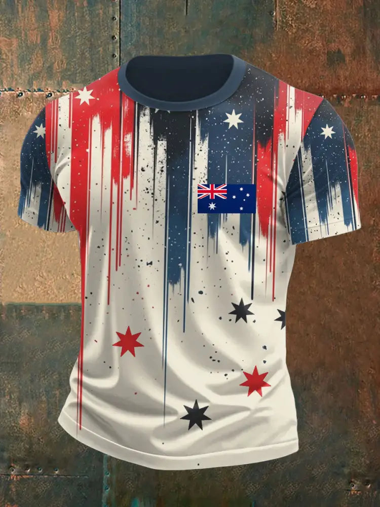 Men’s AU Flag Printed T-shirt Apricot / S