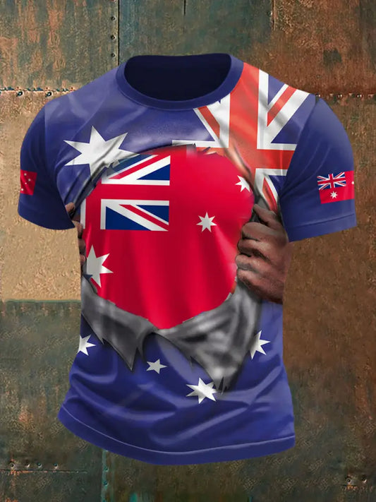 Men’s AU Flag Printed T-shirt As picture / S