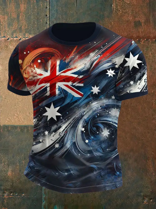 Men’s AU Flag Printed T-shirt As picture / S