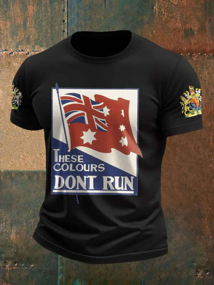 Men’s AU Flag Printed T-shirt Black / S