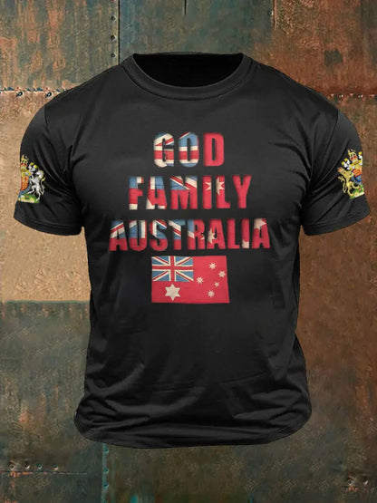 Men’s AU Flag Printed T-shirt Black / S