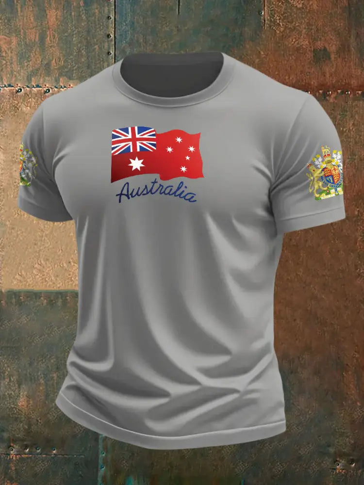 Men’s AU Flag Printed T-shirt Light Gray / S