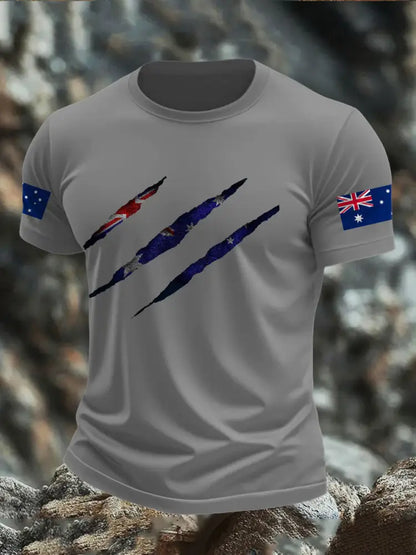 Men’s AU Flag Printed T-shirt Light Gray / S