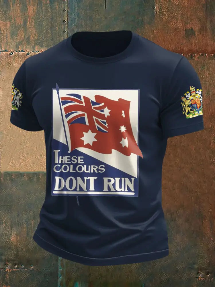 Men’s AU Flag Printed T-shirt Navy Blue / S