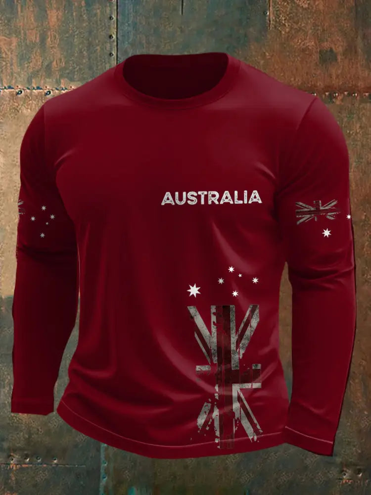 Men’s AU Flag Printed T-shirt Red / S
