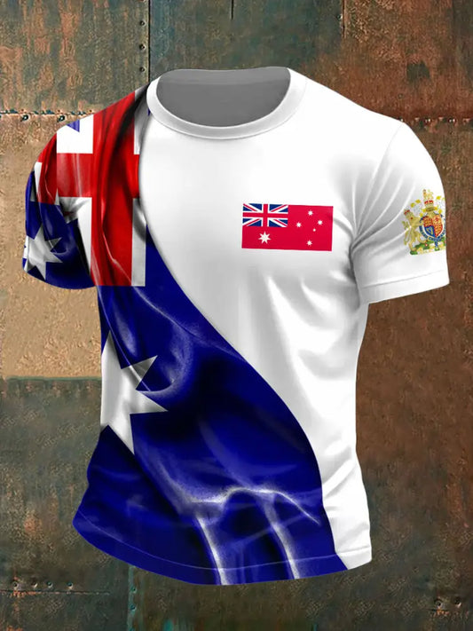 Men’s AU Flag Printed T-shirt White / S
