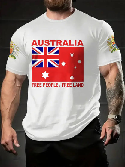 Men’s AU Flag Printed T-shirt White / S