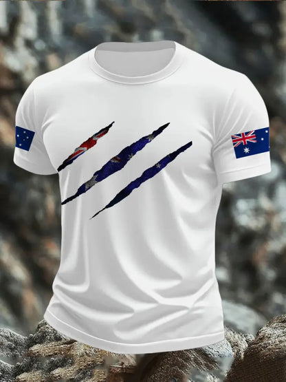 Men’s AU Flag Printed T-shirt White / S