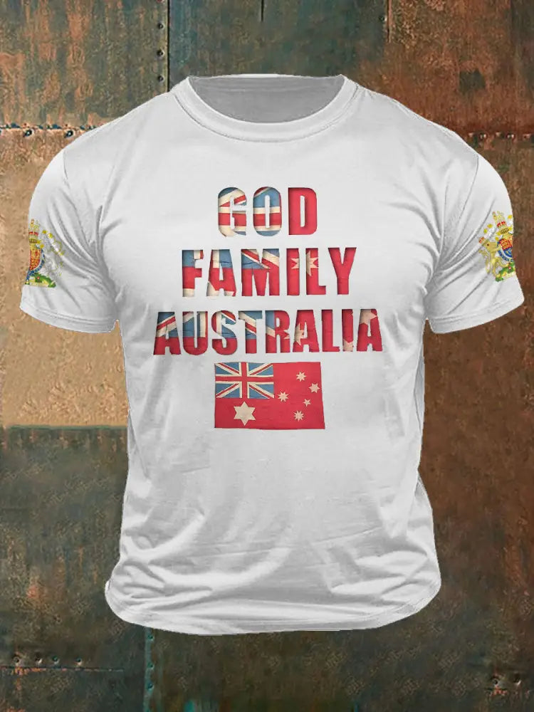 Men’s AU Flag Printed T-shirt White / S