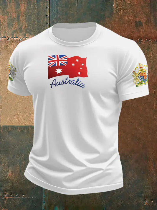 Men’s AU Flag Printed T-shirt White / S