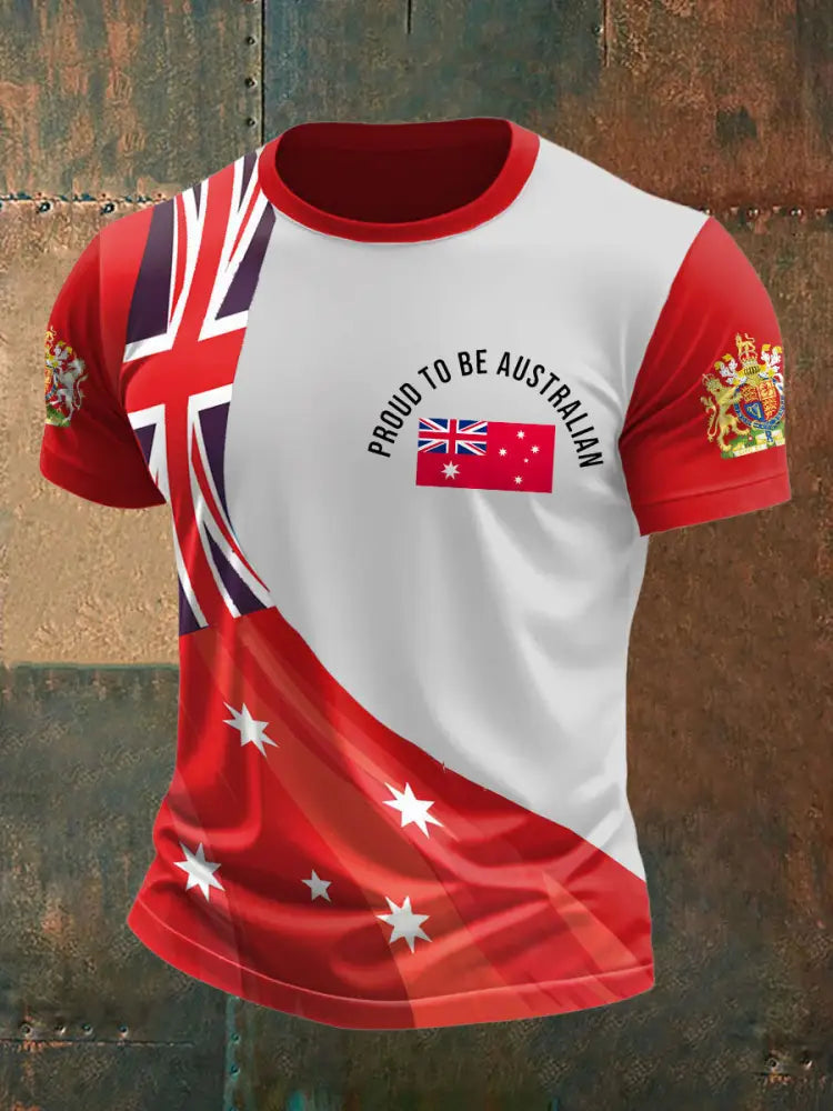 Men’s AU Flag Printed T-shirt White / S