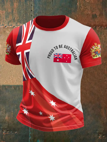 Men’s AU Flag Printed T-shirt White / S