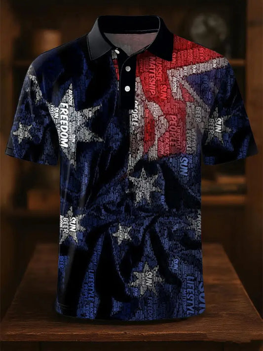 Men’s Australia Flag Printed Casual Tops As picture / S