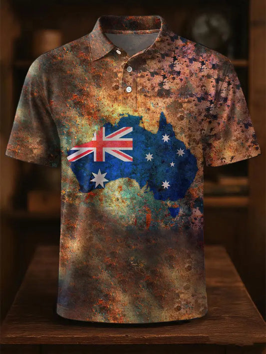 Men’s Australia Flag Printed Casual Tops As picture / S