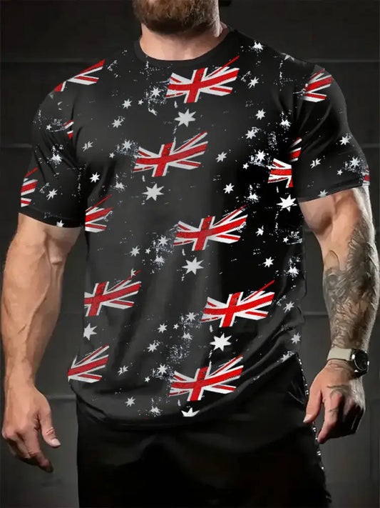 Men’s Australia Flag Printed T-shirt Black / S