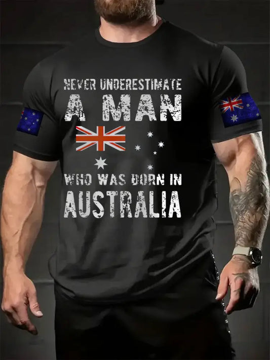 Men’s Australia Flag Printed T-shirt Black / S